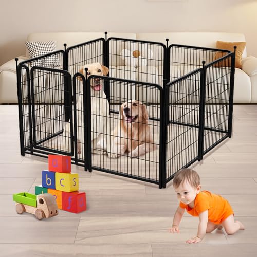 Garden Fencing 36 Inch High, 4 Panels Total 8.9 Ft(L) Dog Fencing Outdoor for Yard, 4 One-Sided Plate, No Door, Anti Dig Fence Barrier, Dog Pen, Rabbit Fence, Garden Fences and Borders