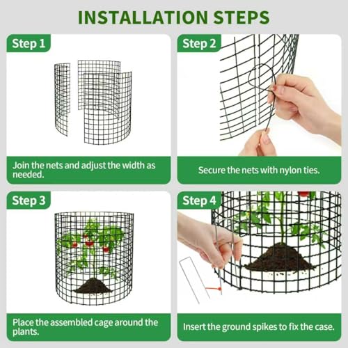 8 Packs Round Plant Protector from Animals,Metal Wire Mesh Garden Plant Cages for Outdoor Gardening Supplies, Garden Protection Rabbits Chickens Ducks for Vegetables, Flowers, Shrubs (16'' x 12'') - size: 16'' x 12''
