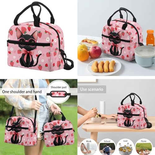 Elegant Cat Girls Bookbag with Lunch Box Adjustable Water Bottle Cover and Floral Pencil Case 4-6 Years Old Kids 4 in 1 Set 6Th Grade Lightweight Backpack for School/Sports - color: Elegant Cat