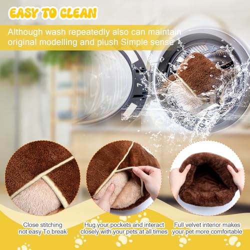 2 Pcs Guinea Pig Hideouts Warm Bed, Dark Brown, Light Coffee, Plain | Guinea Pig Sack, Soft Plush, Washable Bedding Hideout for Small Pet, Nest Supplies, Cage Habitat Accessories - color: Dark Brown, Light Coffee