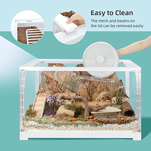 Niteangel Stacker Series Hamster Cage - Stackable & Large Glass Enclosure for Hamster Gerbils Mice Lemming Degus or Other Small-Sized Pets | Stackable Vertically or Horizontally to Expand Space & Large Glass Enclosure for Hamster Gerbils Mice or Small-Siz