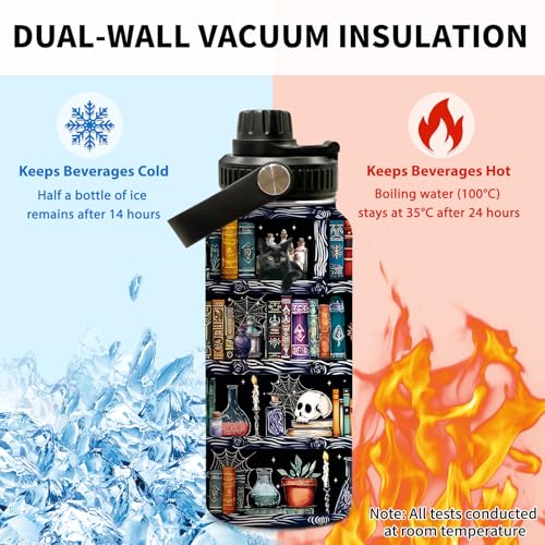 Book 32oz Water Bottle, Leak-proof Bottle, Stainless Steel Cup | 32oz Insulated Tumbler, with Handle & Lid Reusable Coffee Mug, Christmas Birthday Gift for Book Lovers Readers - color: Book