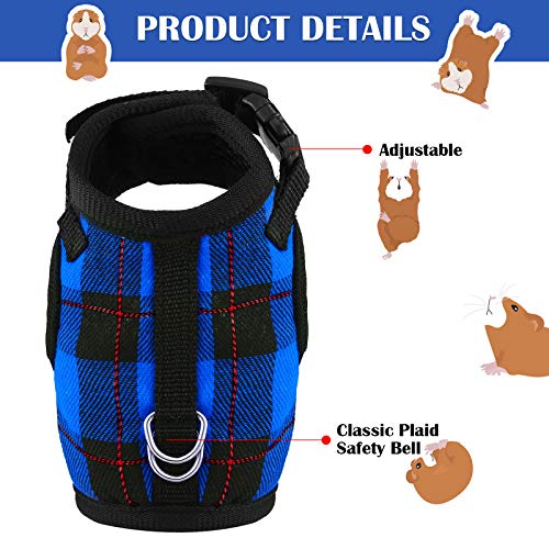 2 Pieces Guinea Pig Harness and Leash with Safety Bell Adjustable Hamster Ferret Harness and Leash Set No Pulling Walking Vest for Ferret Chinchilla and Similar Small Animals (S, 6-7 Inch Chest) - size: S, 6-7 Inch Chest