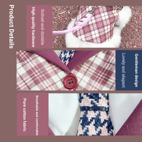 Bunny Harness and Leash,Adjustable Soft Guinea Pig Clothes Pet Rabbit Ferret Harness Costumes for Small Animals Dress - color: Pink, size: Small
