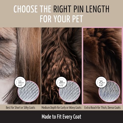 Tauro Pro Line Deshedding Slicker Brush for Dogs & Cats, Small (S), Pink | Soft Pins, Gentle Dematting & Detangling, for Long & Dense Coats, Non-Slip Grip, Ideal for German Shepherds - color: Pink, size: Soft Pins: 0.98 in (S)