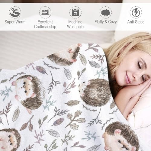 Cute Hedgehog Blanket Super Soft Cozy Throw Blanket, Lightweight Fuzzy Comfy Flannel Warm Plush for Couch, Sofa, Bed Travel and Camping Gifts 60"x50" - color: Cute Hedgehog, size: 60"x50"