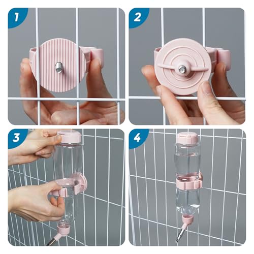 VANNON 17oz Small Animal Water Dispenser for Crate, Parrots Water Bottle for Cage, Chewproof Pet Water Bottle for Rabbits, Guinea Pigs, Ferrets, Chinchillas and Other Small Rodents, Top Fill, Pink - color: Pink