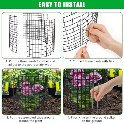 5 Pack Plant Protectors from Animals, 13x12" Plant Cages for Outdoor Plants | Wire Plant Protector, Thick Metal, Non-deformable, Free-Cut, Cap-less Design, Plant Protection Cage to Keep Animals Out - size: 5 PACK-13x12inch