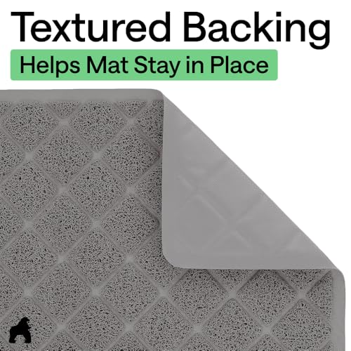 GORILLA GRIP Cat Litter Box Mat, Cushioned Coil Mesh Litter Trapping Mats, Scatter Control Supplies for Less Mess, Phthalate Free, Ultra Deep Catch Grooves, Rinse or Vacuum to Clean, 24x17 Gray - color: Grey, style: Small (24" x 17")