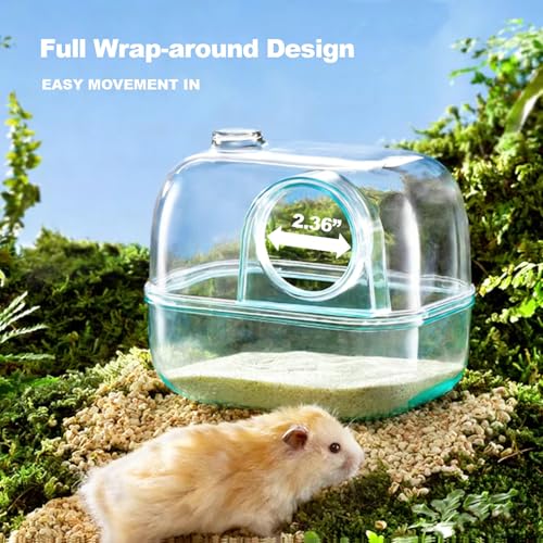 Polaroid-Style Hamster Sand Bath Container, Crystal Clear Acrylic Digging Box for Syrian Hamster & Dwarf Hamsters, 2-in-1 Sandbath Box & Hideout with Scoop (Purple) - color: purple