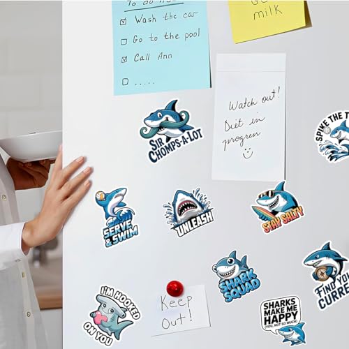 Vybonz Shark Stickers Cute Ocean Animal Funny Decal Pack | Funny Shark Vinyl Decals, Cute Ocean Animal Stickers, Gifts For Shark Lovers, Marine Life Enthusiasts, Ocean Fans - color: Shark, size: 3in