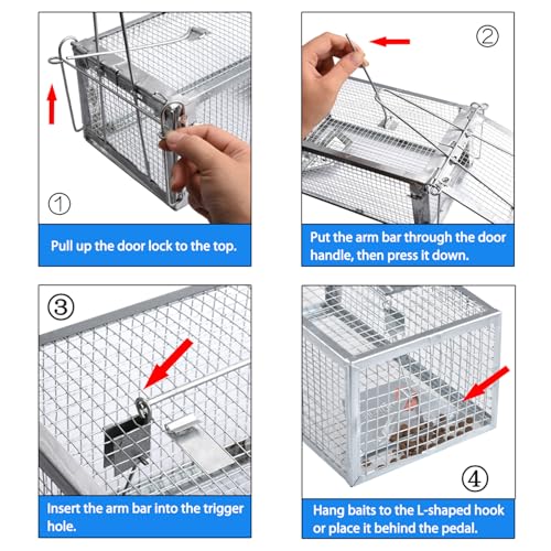 Gingbau Rat Chipmunk Trap Humane Live Mouse Vole Cage Trap - color: Silver