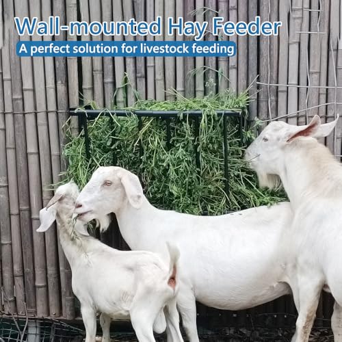 Wall Mount Hay Rack, 40'' Long Livestock Hay Feeder with 25 Gallon Capacity, Carbon Steel Hay Feeder for Sheep, Goats, Horses, Indoor Outdoor Uses - size: 25INCH