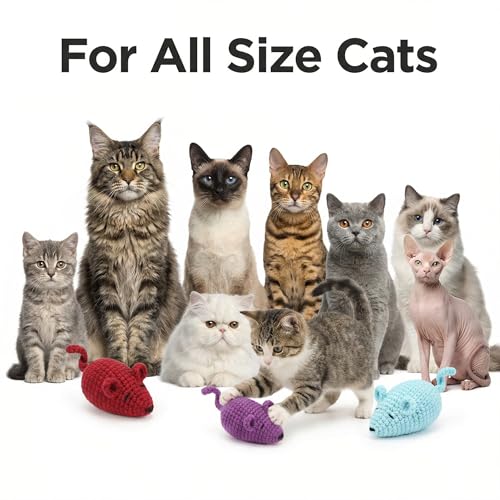 Catnip Toys Crochet Mice Cat Toys, 3 Pcs Handmade Durable Yarn Mice Toys with Natural Catnip & Silvervine, Interactive Kitten Chew Kicker Toy for Teeth Cleaning & Anxiety Relief - color: 3pcs