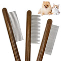 3 Pack Solid Wood Cat Combs, Stainless Steel Teeth for Cat Dog Rabbit Massage, Flea Lice Comb Removes Mats, Tangles and Loose Fur, Grooming Comb for Small Medium Pets