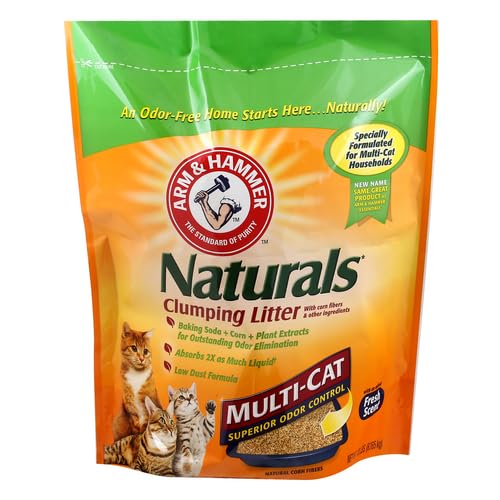 ARM & HAMMER Naturals Clumping Cat, Litter Odor Control, Multi Cat Litter, 18 lb. Bag (Pack of 2) - size: 18 Lbs (Pack of 2)