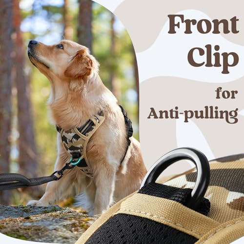 rabbitgoo Dog Harness Small Sized, Updated Easy On & Off with 3 Buckles | No Pull No Choke, Walking with 2 Clips and Handle, Adjustable Soft Reflective, Desert Ridge, Small - color: Desert Ridge, size: Small