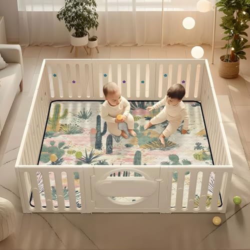 Baby Play Mat Tropical Cactus Desert Pink 50 x 50 Playpen Mat Baby Play Mats for Floor Play Gym Crawling Mat Non-Slip Cushioned Baby Playmat for Infants, Babies, Toddlers - color: Multi 12