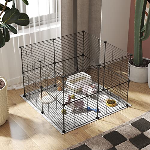 C&AHOME Pet Playpen, Small Animals Supplies, 16 Panels Exercise Playpens Cage, C Grids Portable Yard Fence Indoor, Ideal for Guinea Pigs, Pet Products, DIY Metal Yard Fence, 12" × 15" Black UPPM3416B | Exercise Playpens Cage, C Grids Portable Yard Fence I
