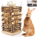 Eorbow Wood Rabbit Hay Feeder, 7" Hanging Grass Holder with 2 Hooks, Small Animals Feeding Hay Manager for Cage, Bunny Hay Feeder Rack for Chinchilla Guinea Pig Hamster Gerbil