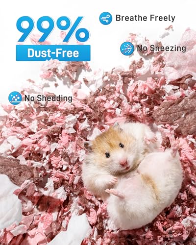 BUCATSTATE Hamster Bedding 70L, Truly 99% Dust-Free Paper Bedding, Blossom | FSC-Certified Material, Expands 3X, Cozy Paper Bedding for Guinea Pigs, Colorful Hamster Cage Accessories with Odor Control - color: Blossom, size: 70L