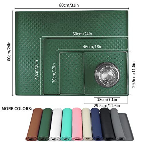Ptlom Pet Placemat for Dog and Cat, Waterproof Silicone Pet Feeding Bowl Mats for Food and Water, Small Medium Large Dogs Mat Prevent Residues from Spilling to Floor, Hunter, 11.8"x11.8" - color: Hunter Green, size: 11.8"L x 11.8"W