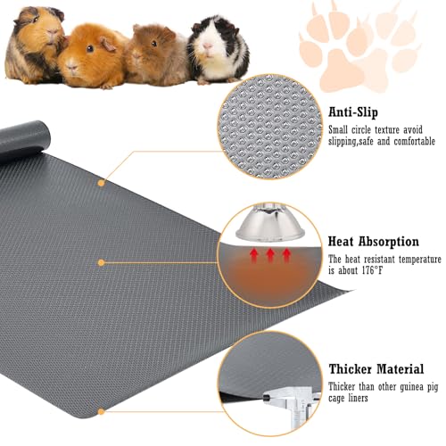 Hamiledyi Guinea Pig Cage Liner Reusable Small Animal Bedding Easily Cut to Suit Cage Washable Guinea Pig Pee Pads for Rabbit Hamster Chinchillas Rat (24" x 118" Grey)