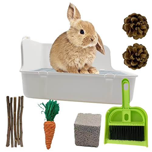 11Pcs Rabbit Litter Box Toilet,Bunny Corner Litter Bedding Plastic Square Grate Guinea Pig Bunny Ferret Hamster Hedgehog, Potty Trainer Bedding Box for Guinea Pig Ferret Hamster Hedgehog (White) - color: White