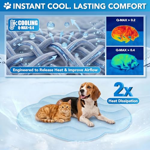 PetAmi Dog Cooling Mat, Cloud Shape, Pet Pad with Cooling Nylon & Soft Fleece, Q-Max > 0.4 Reversible All Season Blanket for Dogs & Cats, Small 30x40 in, Light Blue - color: Light Blue, size: Small