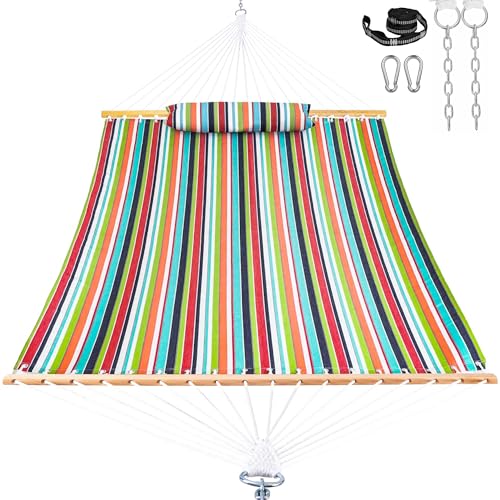 Lazy Daze 12 FT Sunbrella Fabric Hammock, Non-Fading Double Outdoor Hammock | 2 Person Hammock with Pillow, Straps, Carabiners , All Weather Fade Resistant for Outside, Carousel Confetti - color: Carousel Confetti