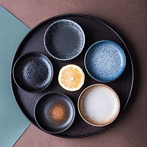 Colias Wing 3.5 Inch Japanese Style Classic Porcelain Side Dish Bowl Seasoning Dishes Soy Dipping Sauce Dishes-Set of 6-Blue - color: Blue Snow