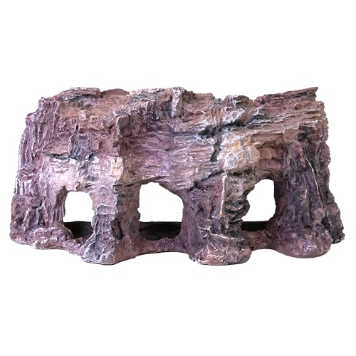 Penn-Plax Grotto Natural Cliff Rock-Scape Cave Hide Out – Terrarium and Aquarium Décor for Reptiles, Amphibians, Fish, and Other Small Animals – Medium Size (RR700)