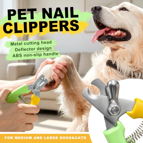 Yellow Green Large Dog Nail Clipper with Guard Dog Nail Trimmer | Stainless Steel Blade,Ergonomic Fishtail ABS Handle,Cat Nail Clipper,Cat Nail Trimmer,Cat Toenail Clipper,Pet Nail Trimmer - color: Yellow Green, size: 6.38in/16.2cm