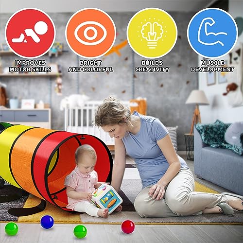 Kids Play Tunnel for Toddlers 1-3 Colorful Pop Up Baby Tunnel for Kids to Crawl Through 6 Foot with Breathable Mesh Collapsible Toddler Toys Gift for Children or Dog