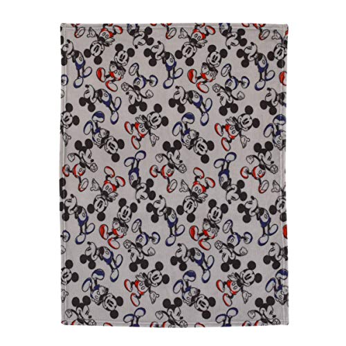 Disney Mickey Mouse - Grey, Navy & Red Super Soft Plush Baby Blanket, Grey, Nay, Red - color: Disney Mickey Mouse Grey, size: 30x36 Inch (Pack of 1)