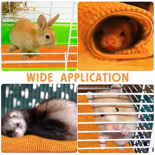 4 Pcs Guinea Pig Cage Liner 16 x 24 Inch Washable Chenille Pee Pads Pet Dog Cat Bedding Training Mat Reusable for Small Animals Puppy Bunny Hamster Chinchilla - color: Orange, size: 16 x 24 Inch, style: Low Pile Chenille