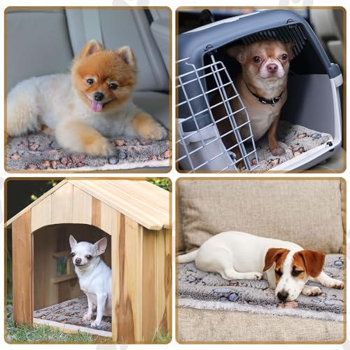 4 Pack Ultra Soft Dog Cat Bed Mat Small Animal Guinea Pig Bed with Cute Print Reversible Fleece Dog Crate Kennel Pad Cozy Washable Thickened Hamster Pet Beds Mat(21 x 14 Inches,Gray) - color: Gray, size: 21 x 14 Inches