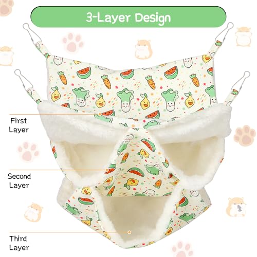 PETKNOWS 2 Pack 3 Tier Ferret Hammock Bed for Cage Small Animal | Soft Plush Fabric, Ferret Bed and Rat Cage Accessories, Suitable Guinea Pig, Ferret, Kitten, Squirrel, Chinchilla, Parrot