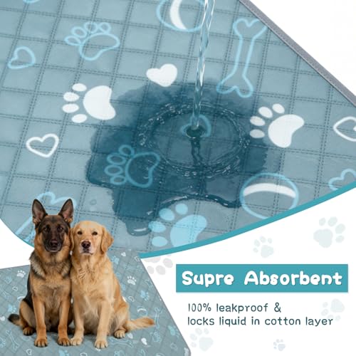 3 Packs Washable Guinea Pig Cage Liners with with Paw Print, Waterproof Guinea Pig Pee Pads Reusable Absorbent Bedding Anti Slip Mats for Small Animals Bunny Rabbit Hamster (Blue, 47 x 24in) - size: 47 x 24in / 3 Packs