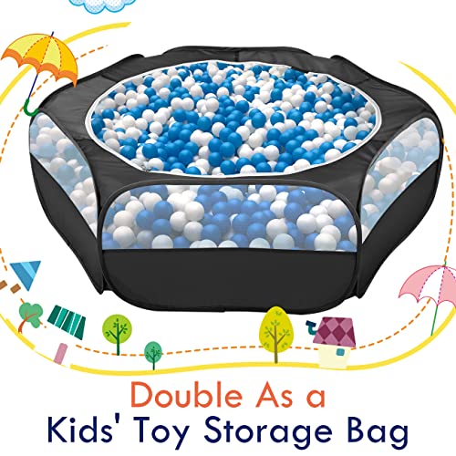 Pawaboo Small Animal Playpen with Zippered Cover, Black | Portable pop-up pet tent for supervised rabbits, guinea pigs, chicks and kittens; water-resistant bottom and 3 metal rods - color: H-Black