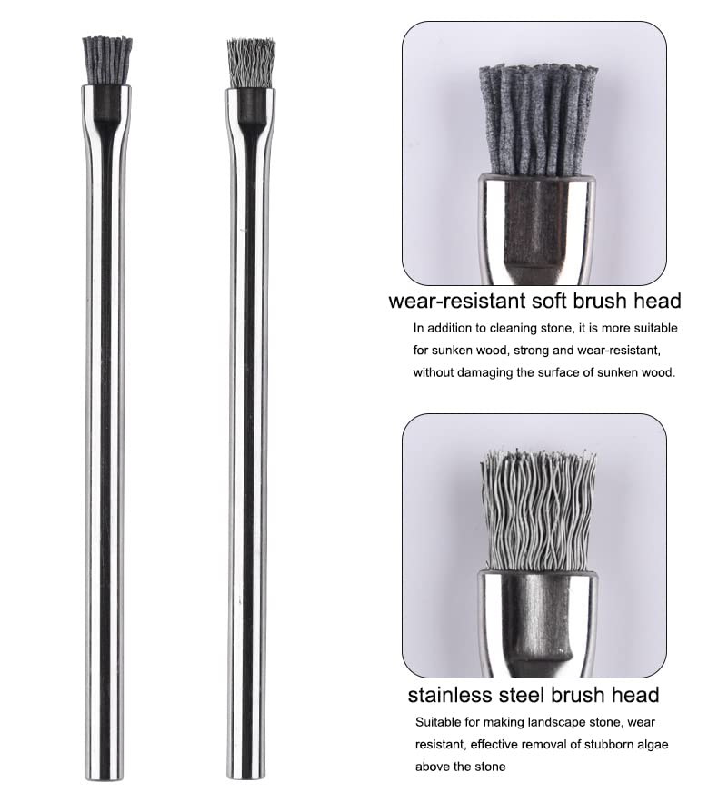 2pcs Stainless Steel Aquarium Algae Brush Fish Tank Landscaping Stone Cleaner