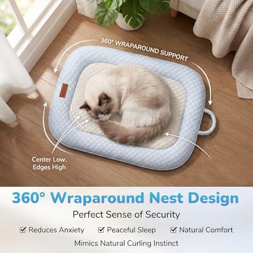 Summer Cat Cooling Mat Cooling Cat Bed for Cats or Small Dogs | Soft Comfortable Washable Non-Slip Bottom - color: Light Blue and Light Gray