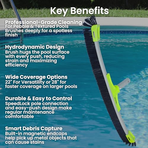 OREQ Corporation Animal Pro Pebble Pool Brush | Heavy-Duty Brush for Pebble & Textured Pool Surfaces | Professional Pool Wall & Floor Cleaning Tool (22 Inch) - size: 22 Inch
