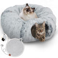 Cat Tunnel Donut Bed & Cat Scratch Pad, Interactive Cat Tunnels for Indoor Cats, Fits Multiple Cats Up to 15 lbs, Cozy and Durable Cat Hideaway Toy for Kittens, Puppies, Rabbits (Grey)