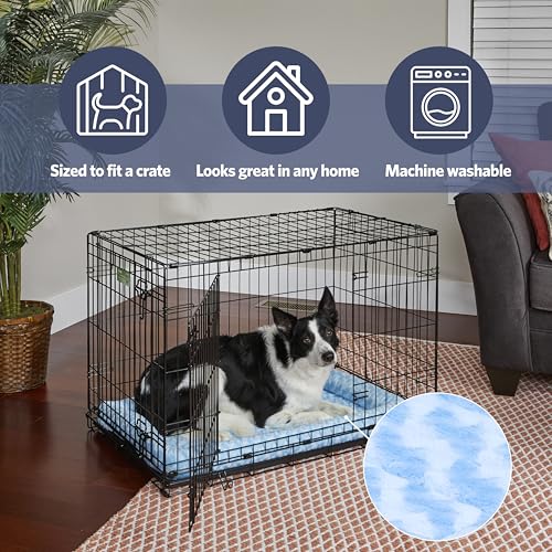 MidWest Homes for Pets QuietTime Fashion XXS Dog Bed – Blue Faux Fur Bolster, Ultra-Soft and Machine Washable, Fits 18-Inch Crates and Carriers, for Small Dogs and Cats (Pack of 2) - color: Blue, size: 18 Inch (Pack of 2)