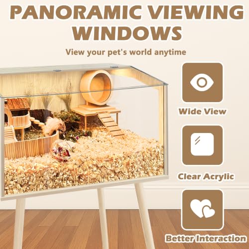 PROLEE Hamster Cage with Legs, Guinea Pig Cages Chew Proof, Hamster House, Hamster Cages and Habitats with Lockable Design, Small Animal Cage, 24" L x 16" W x 40" H - size: 24.0"L x 16.0"W x 40.0"H