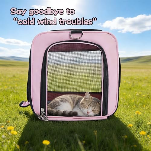 YUNIQUE Soft-Sided Cat & Dog Carrier for Pets Up to 15 Lbs, Airline Approved Collapsible Travel Puppy Carrier with Lightweight Fabric Design (Pink) - color: pink