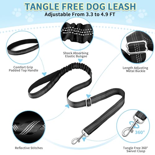 SlowTon No Pull Small Dog Harness and Leash Set with Front Clip | Soft Padded, Neck & Chest Adjustable, Lightweight, Anti-Twist, Puppy Vest Harness Pet Lead Combo for Small Medium Dog, B XXS - color: Black, size: XX-Small