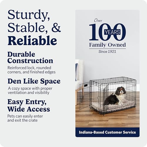 MidWest Homes for Pets 30-Inch iCrate for Medium Breeds, 21-40 lbs, Double Door Folding Dog Crate with Divider Panel, Leak-Proof Tray & Secure Latches, Portable, Durable & Easy to Assemble - color: Black - Double Door