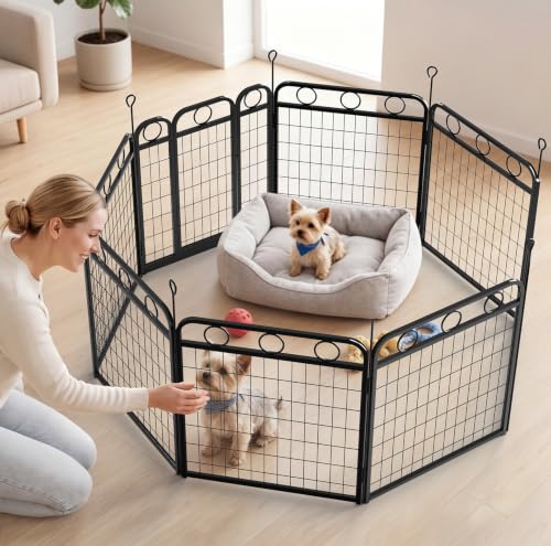 Dog Playpen - 32 Inch 8 Panel Metal Dog Pen with Door, Foldable Dog Crate Kennel Puppy playpen Exercise Pen for Large/Medium/Small Dogs, Indoor Outdoor Yard RV Camping - size: 32"H